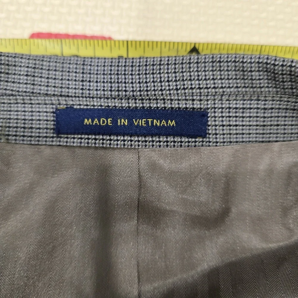 Club Room Sport Coat Men's 44L Olive Black Micro-Check 100% Pure Wool 2-Button‎